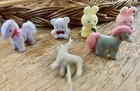 Lot Of 6 Small Miniature Flocked Toys Vintage Pony Rabbits Bear Deer Animals