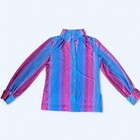 Vintage Retro 80s Multi Color Striped Shiny Disco Pop Star Long Sleeve Blouse