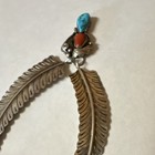 Kingman Turquoise Feather Dangle Navajo Pendant By Silver Cloud Inv 108