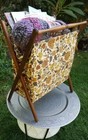 Vintage Folding Sewing Knitting Basket Stand-upyarn Bag Caddy Floral Pattern Mcm