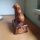 1870s Original Rockingham Pottery Spaniel On Stand Doorstop Or Figurine As Is