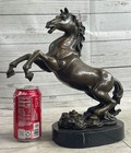 Rearing Horse Trainer Equestrian Artwork Art Bronze On Marble Statue Sculpture