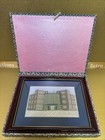 Vintage Japanese Silk Thread Embroidery Framed Art W  Box Building Scene Pretty
