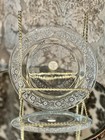        4 Trellis 7  Salad Plates Fluer De Lis Crystal Clear Glass Company Vintage       