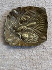 Vintage 1948 Grouse Solid Brass Tray - Virginia Metalcrafters Footed Bottom Dish