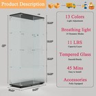 Led 2 Door 4-shelf Glass Display Cabinet curio Cabinet W wheels Storage Cabinet
