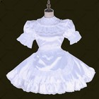 Girl Maid Sissy White Satin Lockable Sexy Dress Cosplay Costumes Tailor-made