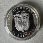 1977 Panama Large Silver Proof 20 Balboas Coin In Original Box With Coa