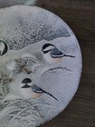 Norman Brumm Copper Enamel Plate 8 37  3 Chickadee Snow Birds Snowy Scene Signed