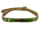 Vtg Milor Leather Belt Seed Bead Native Indian Thunderbird Western Rockabilly