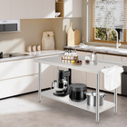 Stainless Steel Work Table 60x24 In     Adjustable Undershelf Prep Table Shelf 5ft