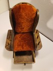 Vintage Faux Wooden Rocking Chair Pin Cushion Thread Sewing Holder Drawer Velour