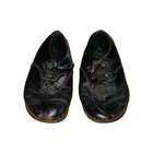 Vintage Or Antique Uncleaned Black Leather Baby Shoes Button Up
