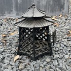 Vintage Cast Iron Double Pagoda Hanging Japanese Candle Lantern 9 5   h  X 8   w 5lb