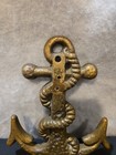 Brass Usn Anchor And Rope Double Hook  7  Long 