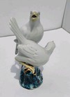 Ceramic  Porcelain Pair Of White Birds On Branch 7  High  Majolica Style