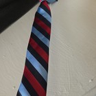 George Men s Pretied Clip-on Tie Polyester Woven Blue red black Striped