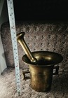 Antique Brass Mortar   Pestle No  5 Apothecary Pharmacy Heavy 5    Vintage 3 8 Lbs
