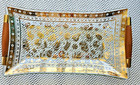 Vintage Signed Georges Briard Glass Tray W wood Handles