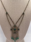 Antique Jugendstil Gustav Hauber 800 Silver Chrysoprase Festoon Swag Necklace