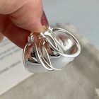 925 Sterling Silver Wide Hoop Earrings For Women Vintage Smooth Jewelry Gift