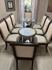 Lexington 12 Piece Dining Set W 8 Chairs  Glass Top  2 Marble Top Bases   Buffet