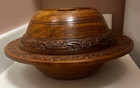 Vintage Hand Turned Carved Sheesham Wooden Serving Bowl With Lid 10   