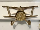 Vintage 1974 Sexton Red Airplane Biplane Clock Metal Wall Art Decor 21   read 