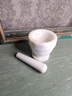 Vintage White Marble Mortis And Pestle Bowl Grind Medicine Spices