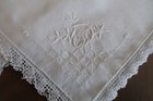 10 Vintage Antique Embroidered  filet Lace Dinner Napkins