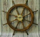 Vintage 36  Ships Wheel Large Wood And Brass Nautical Art Seafaring Decor Gift