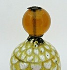 19th Century Chinese Mandarin Qing Enamel Bell  Yellow Glass Bead Hat Rank Badge