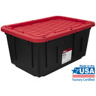 4 Pack 27gal Stackable Storage Bins Black red Snap Lid Container Box