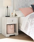 Whitewashed Nightstand With Drawer Modern Bedside Table For Storage And Decor