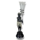 Bronze Blackamoor Nubian Statue Candle Holder Art Deco Hollywood Regency
