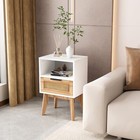 Rattan Nightstand Rattan End Table With 1 Drawers Boho Bedside Table