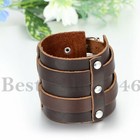 Retro Punk Rock Wide Leather Belt Cuff Bracelet Wristband Bangle Men s Women s