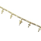 18k Layered Real Gold Filled Anklet Bracelet With Cross 10 