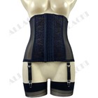 Allacki Sheer Mesh Boned Waist Cincher With 6 Straps Garter Belt Body Shaper