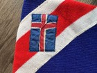 1960   s Icelandic Flag Winter Beanie Hat Blue Norway Vintage