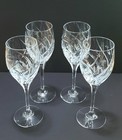 4 - Mikasa English Garden Water 9  Crystal Glasses Goblets Swirl Floral Etched