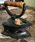 Vintage Cast Iron Laundry Press Coal Fired Iron For Clothing Wood Handle