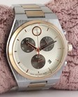 Casual Movado Chronograph Silver Dial Quartz Men Great Working Wristwatch
