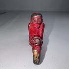 Antique Cast Iron Motorcycle Racer Toy W  Goggles Red Motorcycle Rider Figure