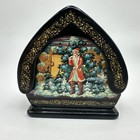 Vtg Russian Lacquer Trinket Box Silver Hoof Unusual Signed Panova Hand Painted