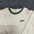 Nike Long Sleeve Shirt Mens Size L Cream Green Ringer Vintage Embroidered