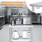 30x24 Stainless Steel Table Nsf Heavy Duty Adjustable Undershelf Backsplash