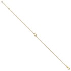 Real 14k Solid Yellow Gold Open Heart Anklet 9-10 Inch Textured Men Women Gift