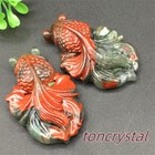 2  Natural Blood Stone Goldfish Skull Carved Quartz Crystal Skull Healing 1pc