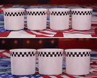 Lot Of 7 Vintage Coca-cola Diner Mugs Gibson Checkered Racing Stripe Coffee Cups